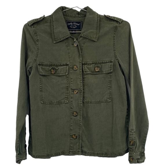 Lucky Brand Olive Green Button Up Long Sleeve Shirt Shacket - Picture 1 of 4